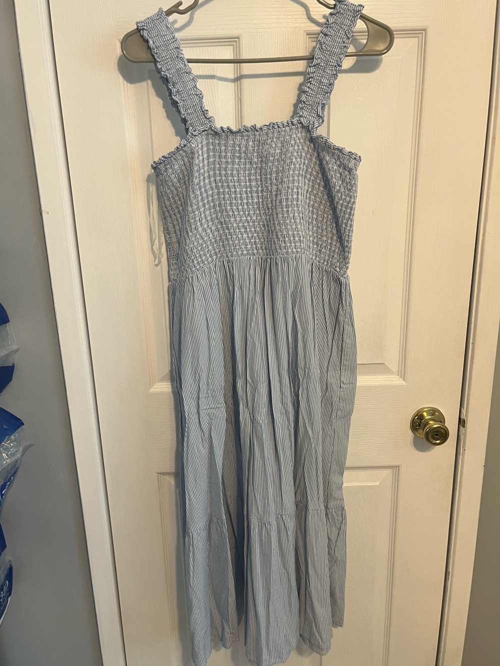 Time and Tru Light Blue Smocked Sundress with Stripes - Picture 4 of 9
